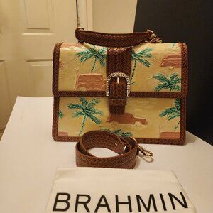 Brahmin Hallie Honey Brown Copa Cabana Leather Satchel